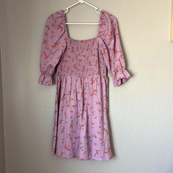 Mini Smocked Floral Dress in Lilac - Picture 7 of 10